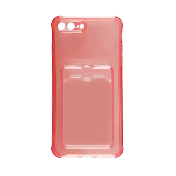 iPhone 7/8 Plus Stöttåligt Skal med Korthållare - Rosa Pink