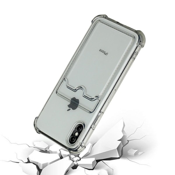 iPhone X/XS Stöttåligt Skal med Korthållare - Grå Grey