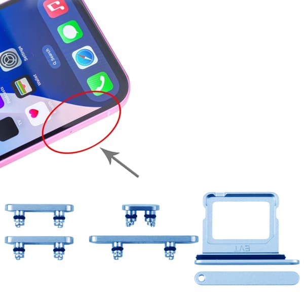 Knappar och Simkorthållare för iPhone 16/16 Plus - Blå Blå