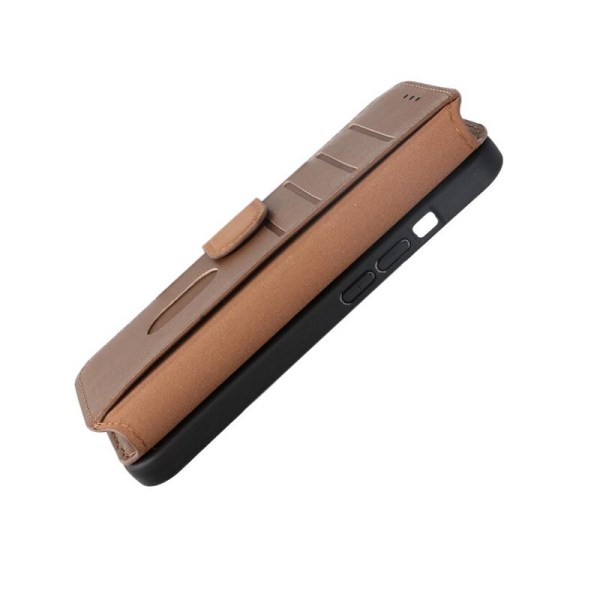 iPhone 15 Plånboksfodral Läder Rvelon - Brun Brown