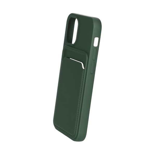 iPhone 12 Mini Silikonskal med Korthållare - Militärgrön Mörkgrön