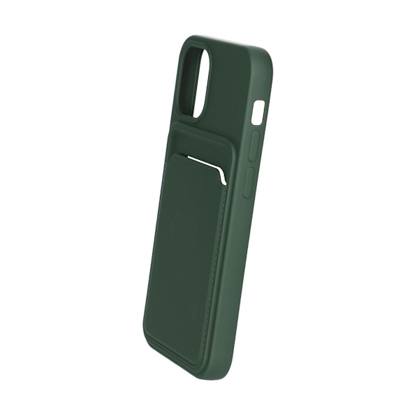 iPhone 12 Mini Silikonskal med Korthållare - Militärgrön Dark green