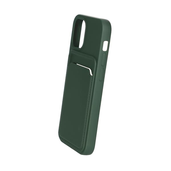 iPhone 12 Mini Silikonskal med Korthållare - Militärgrön Mörkgrön