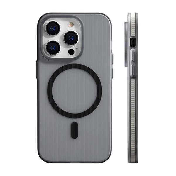 iPhone 15 Pro Mobilskal Korrugerad Anti-Halk - Grå grå