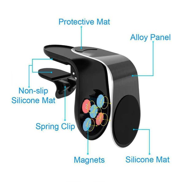 Mobilhållare Magnetisk med Klämma Black