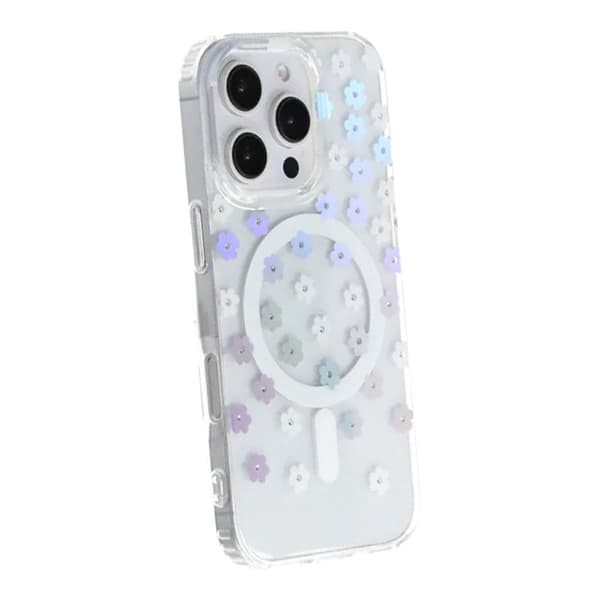 Graverat blommigt Mobilskal MagSafe för iPhone 16 Pro Max - Blossom beige