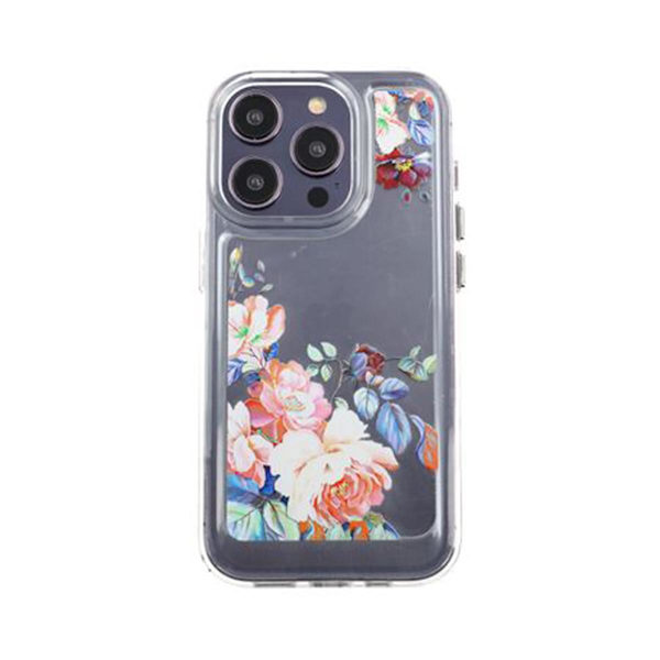 iPhone 14 Pro Mobilskal med motiv - Retro Blommor Transparent