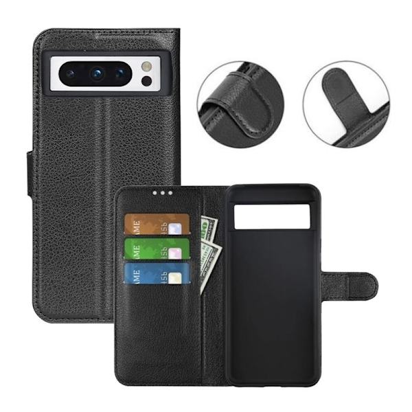 Google Pixel 8 Pro Plånboksfodral med Stativ - Svart Black