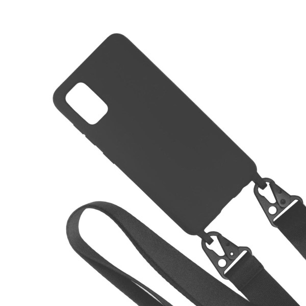 Samsung A51 Silikonskal med Rem/Halsband - Svart Svart