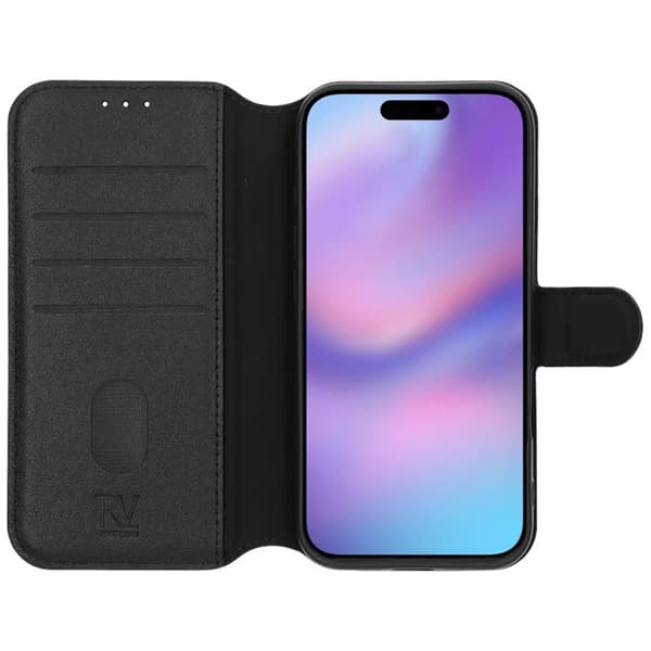 Rvelon Plånboksfodral Äkta Läder för iPhone 17 - Svart svart