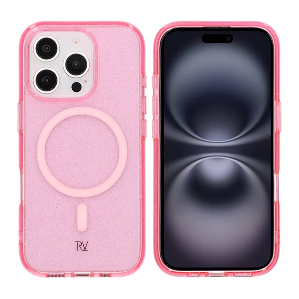 iPhone 16 Pro Rvelon Mobilskal TPU med MagSafe - Glitter Rosa Rosa