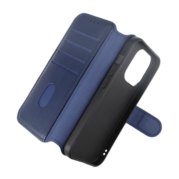 iPhone 15 Pro Plånboksfodral Läder Rvelon - Blå Marine blue