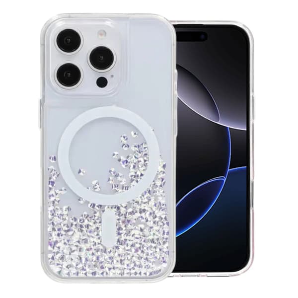 Glitrende Mobilcover med Pailletter til iPhone 16 Pro - Hvid hvid