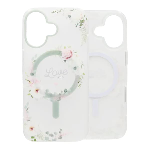 Matt MagSafe-skal med blommor för iPhone 17 - Love Grön vihreä