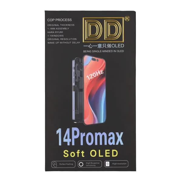 iPhone 14 Pro Max Soft OLED Display High Quality Black(DD brand) have diagnostic pass svart