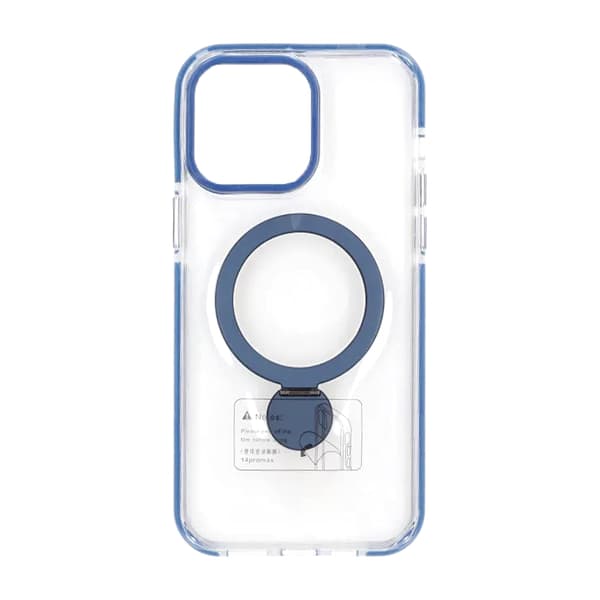 Magsafe-cover til iPhone 15 Pro - Transparent blå med ringstativ Blue
