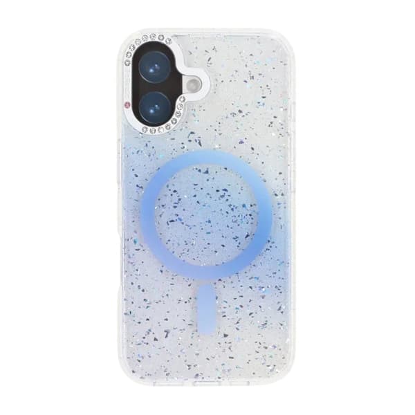 Glitter Skal MagSafe och Diamanter för iPhone 17 - Blå