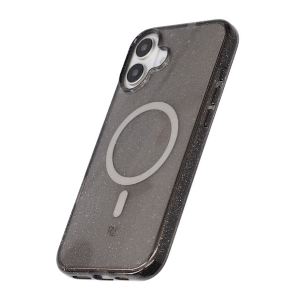 iPhone 16 Plus Rvelon Mobilskal TPU med MagSafe - Glitter Svart Svart