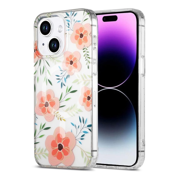 iPhone 14/15 Plus Mobilskal MagSafe - Blommor Rosa multifärg
