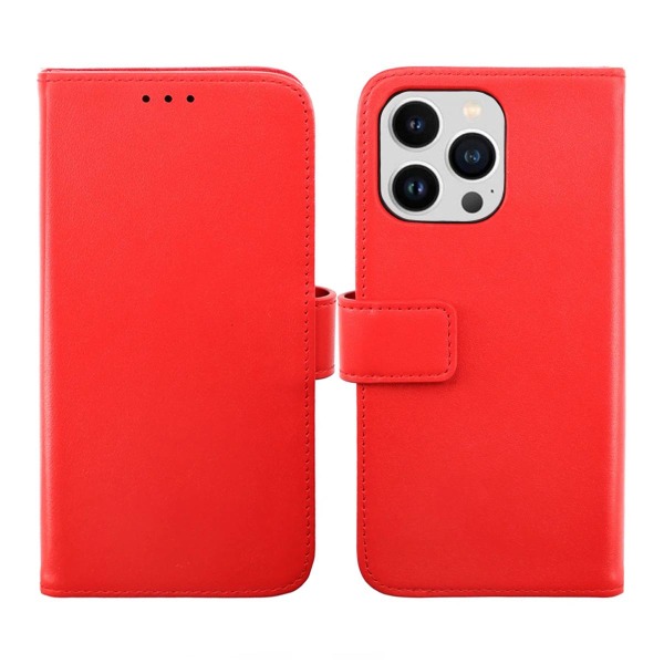 iPhone 14 Pro Plånboksfodral Läder Rvelon - Röd Red