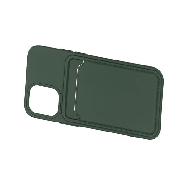 iPhone 12 Mini Silikonskal med Korthållare - Militärgrön Mörkgrön