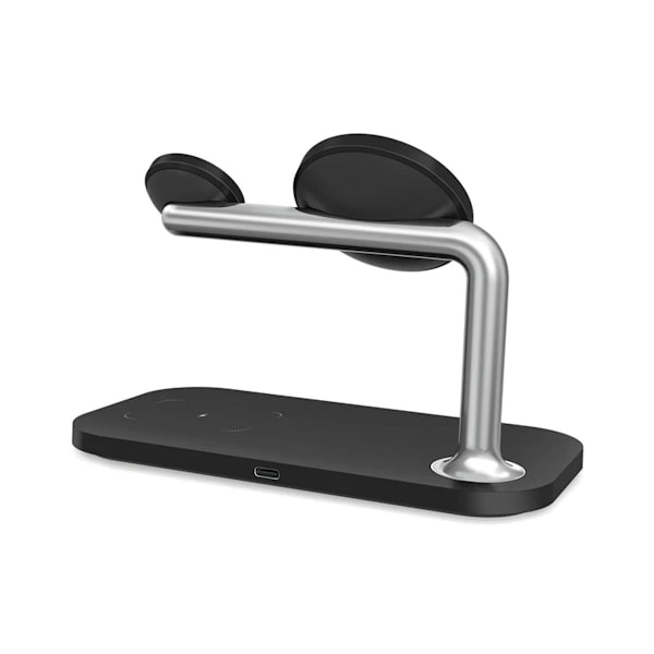 Trådlös 3-i-1 Laddstation med USB-C - Svart Svart