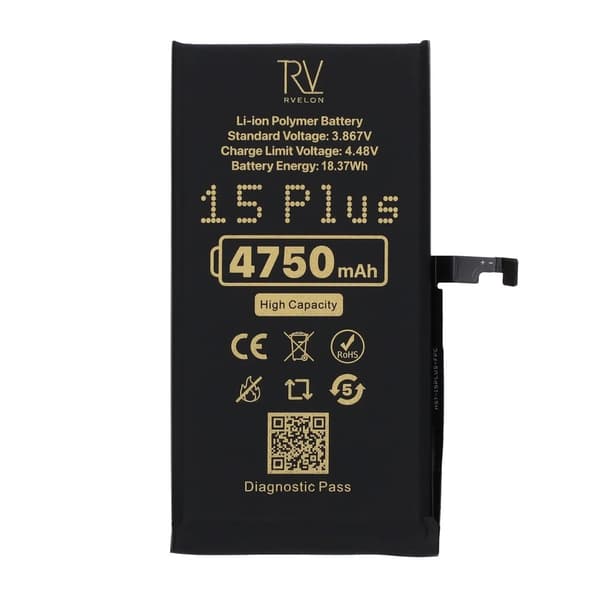 Rvelon Batteri för iPhone 15 Plus - 4750 mAh Högkapacitet