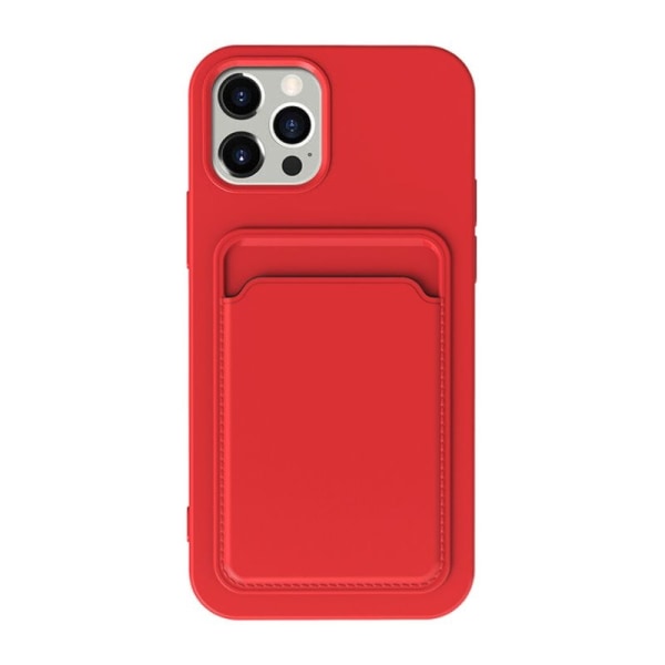 iPhone 15 Ultra Mobilskal Silikon med Korthållare - Röd Red