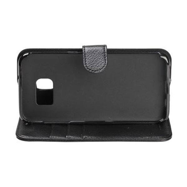 Samsung S7 Edge Plånboksfodral Läder med Stativ - Svart Black