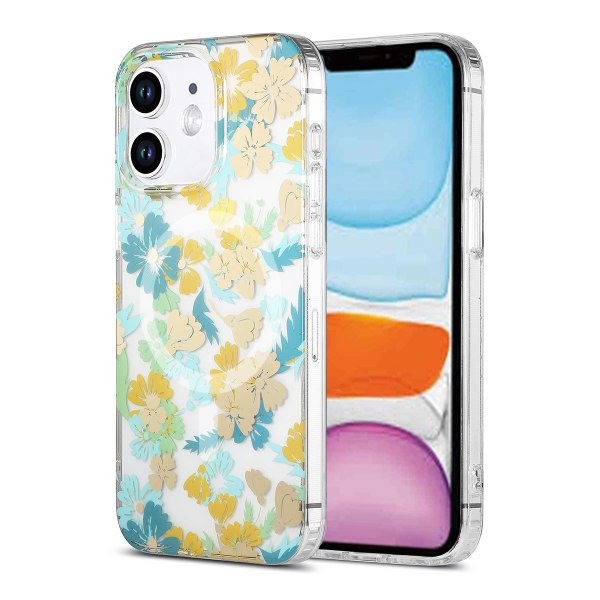iPhone 11 Mobilskal MagSafe - Blommor Turkos