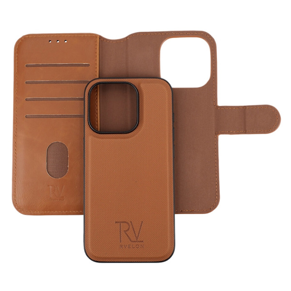 iPhone 15 Pro Plånboksfodral Magnet Rvelon - Brun Brun