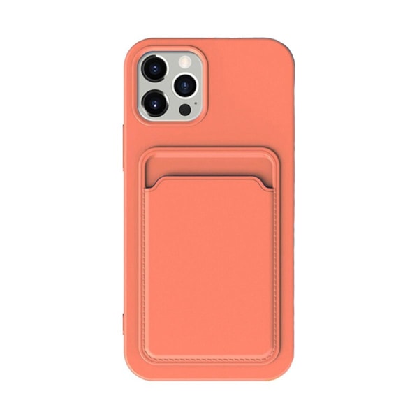 iPhone 14 Pro Max Silikonskal med Korthållare - Orange Orange