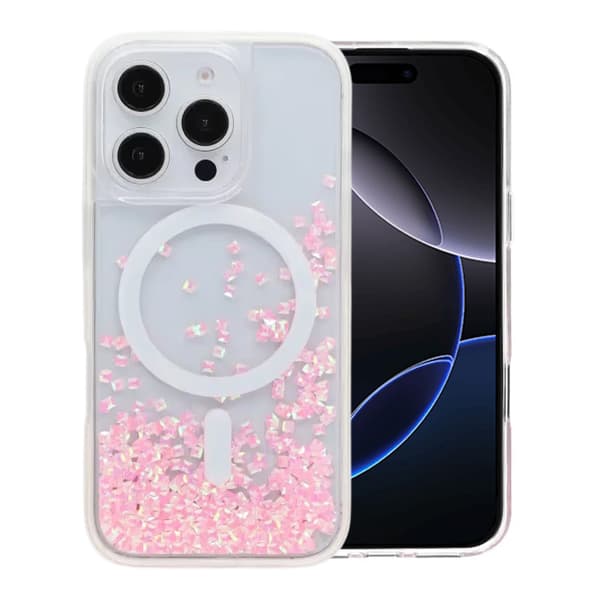 Glitrende Mobilcover med Pailletter til iPhone 16 Pro - Rosa pink