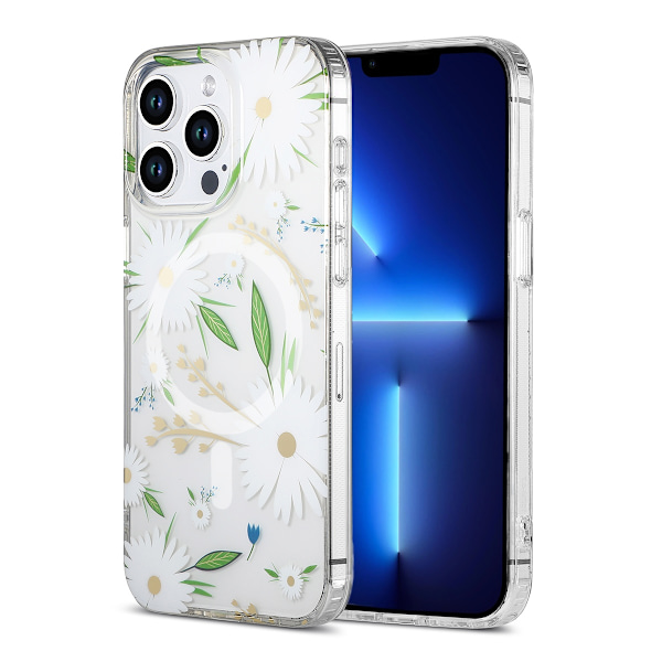 iPhone 13 Pro Max Mobilskal MagSafe - Blommor Vit multifärg