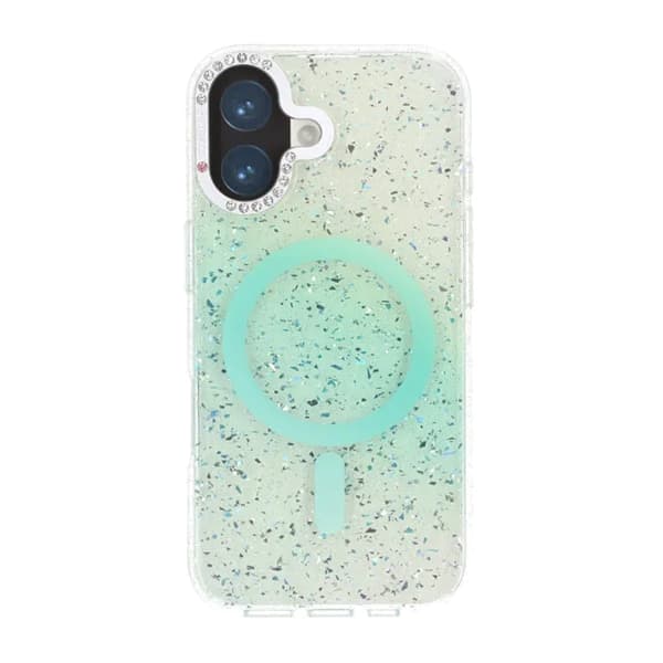 Glitter Skal MagSafe och Diamanter för iPhone 17 - Grön