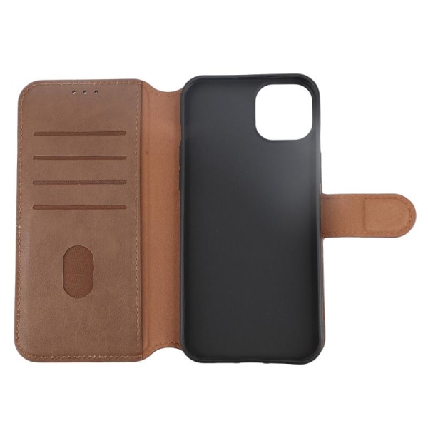 iPhone 15 Plus Plånboksfodral Läder Rvelon - Brun Brown