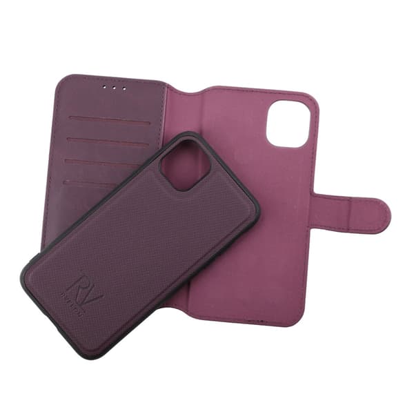 iPhone 11 Plånboksfodral Magnet Rvelon - Mörklila Bordeaux