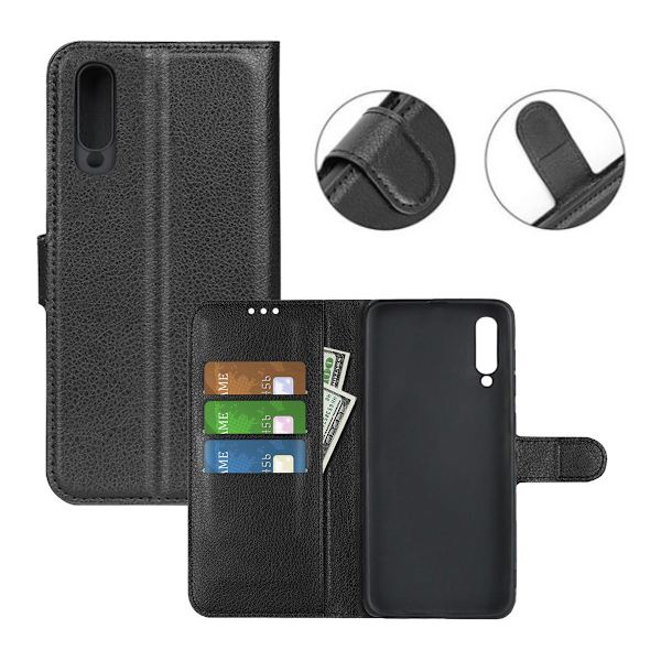 Samsung Galaxy A50s Plånboksfodral med Stativ - Svart Black
