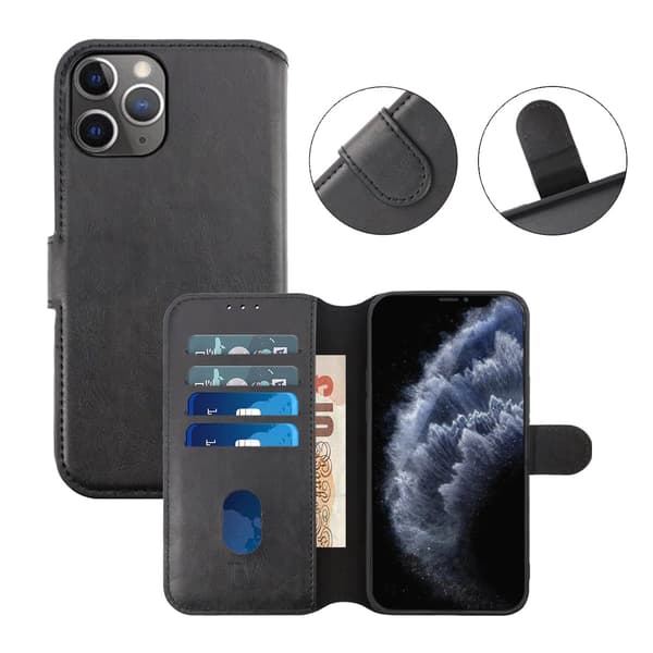 iPhone 12/12 Pro Plånboksfodral Magnet Rvelon - Svart Black