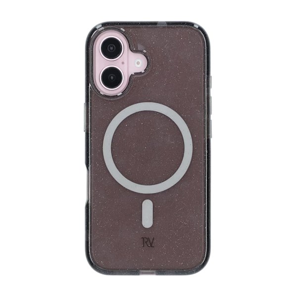 iPhone 16 Rvelon Mobilskal TPU med MagSafe - Glitter Svart Svart