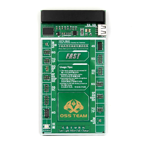 Batteri-aktiveringskort W208A 2-i-1 iPhone 4 - iPhone X och Samsung Grön