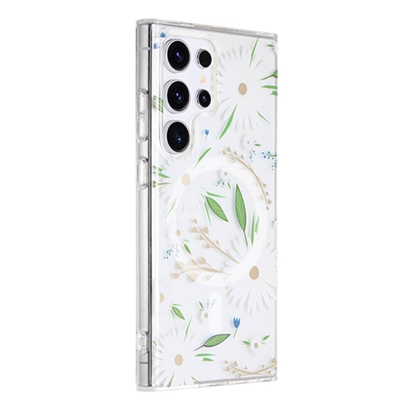 Samsung Galaxy S23 Ultra Mobilskal Magnet - Blommor Vit Multicolor