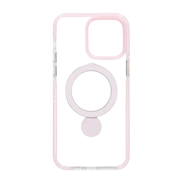 Skal Magsafe till iPhone 15 - Transparent rosa med ringstativ Rosa
