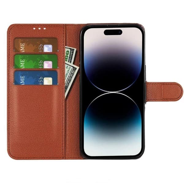 iPhone 15 Pro Max Plånboksfodral med stativ - Brun Brun