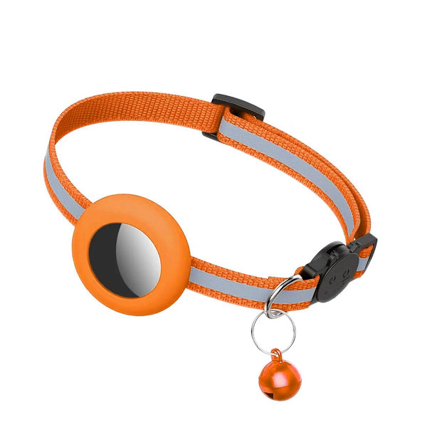 AirTag Katthalsband justerbart med Reflex och Bjällra - Orange Orange