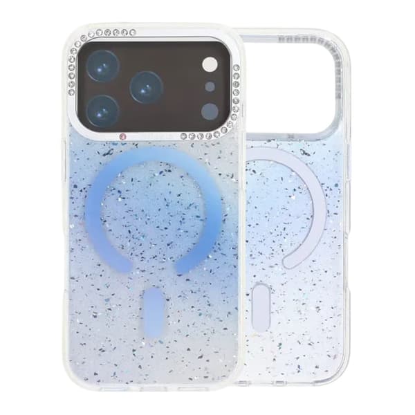 Glitter Skal MagSafe och Diamanter för iPhone 17 Pro - Blå blå