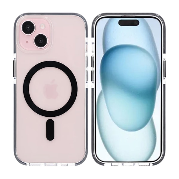 iPhone 15 Mobilskal Magnet Dubbelskydd - Svart Svart