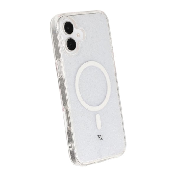 iPhone 16 Plus Rvelon Mobilskal TPU med MagSafe - Glitter Vit White