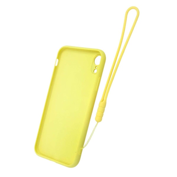 iPhone XR Silikonskal med Ringhållare och Handrem - Gul Yellow