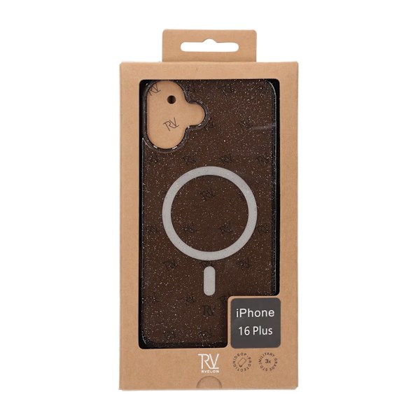 iPhone 16 Plus Rvelon Mobilskal TPU med MagSafe - Glitter Svart Svart